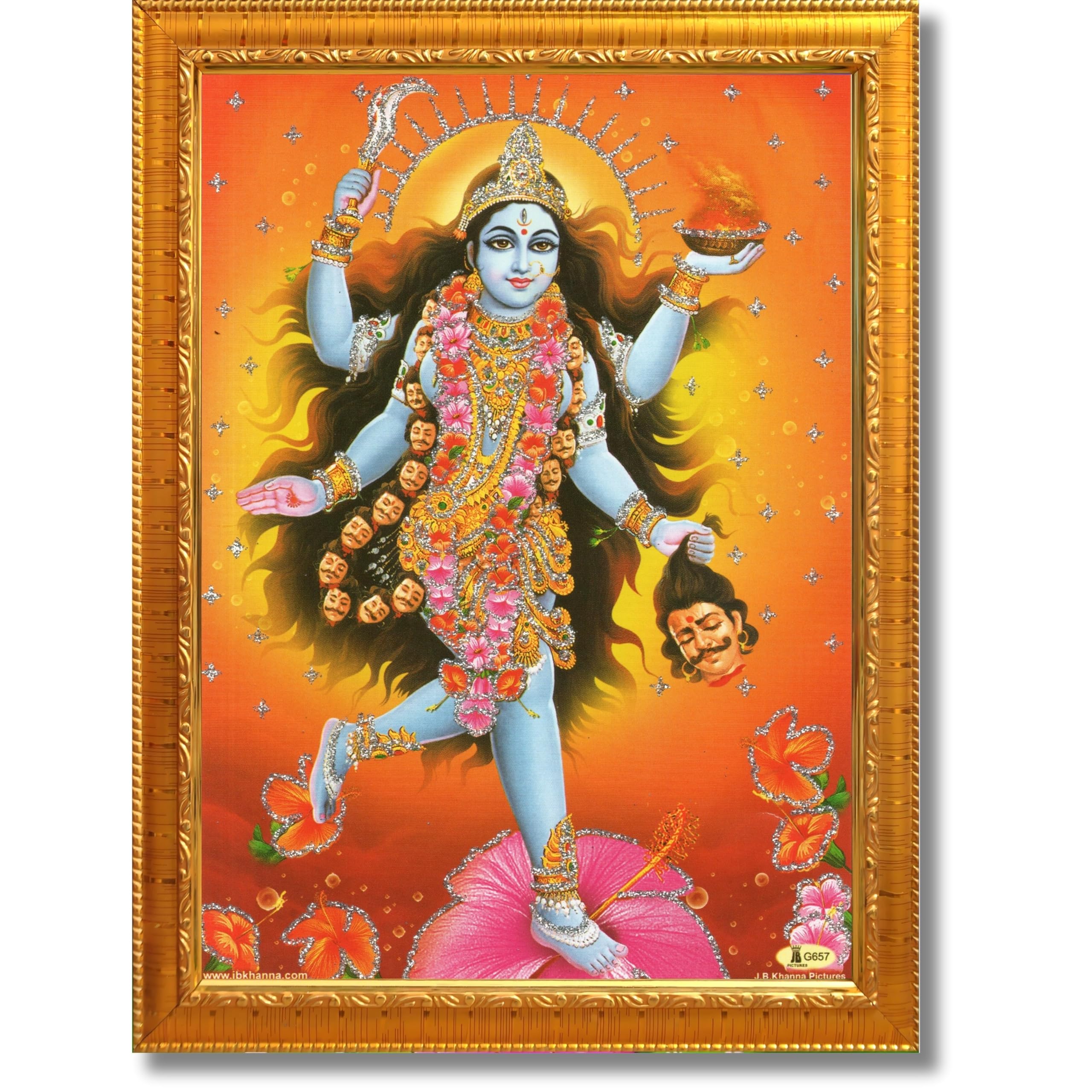 CRAFT QUEST Maha Kali Maa Kalika Mata Mahakali Shiv Shiva Wall Painting Framed Home Decor