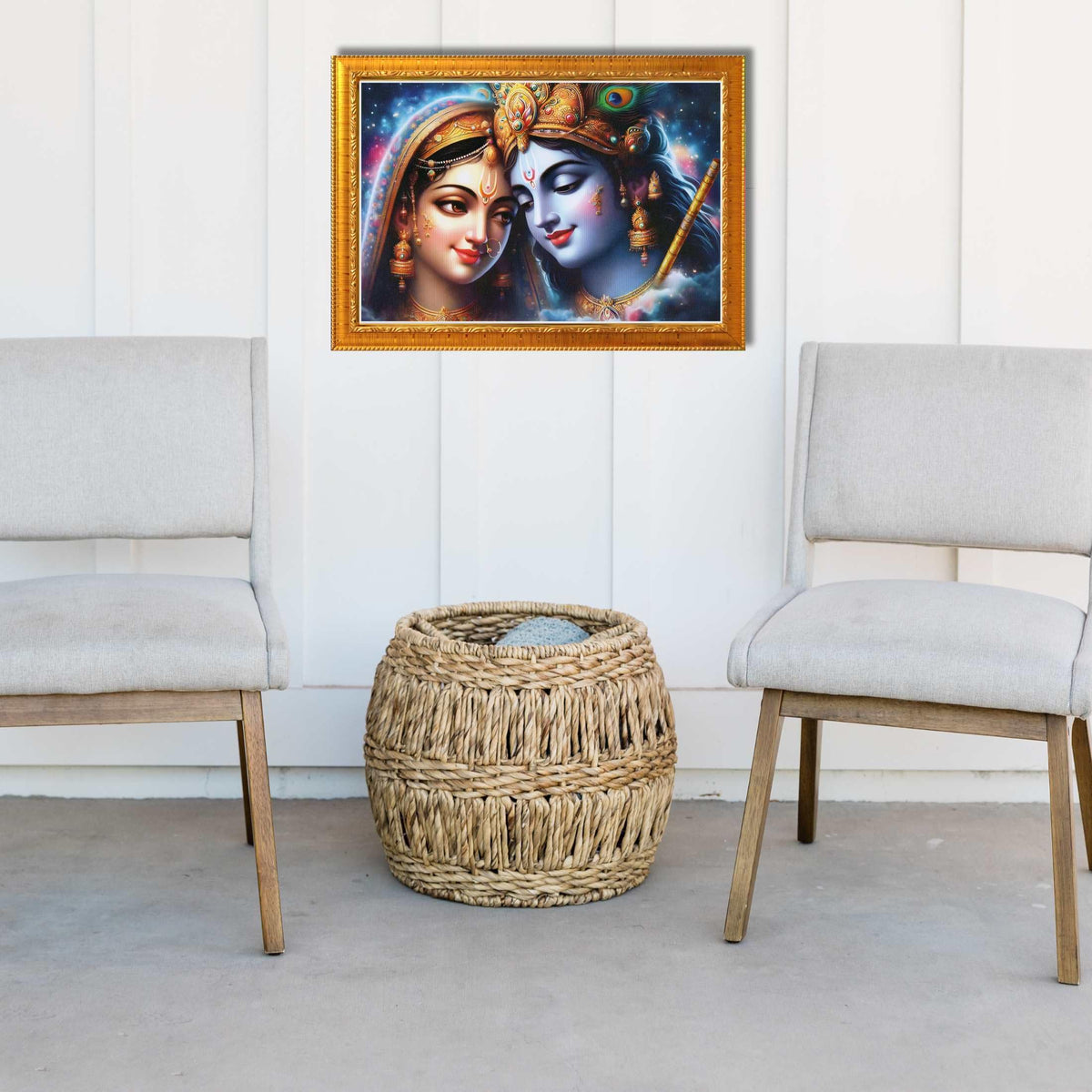 CRAFT QUEST Radha Krishna Art Photo Framed Painting for Home and Bedroom Wall Decoration of Size 14X10 Inches with Frame And Acrylic Glass RK208