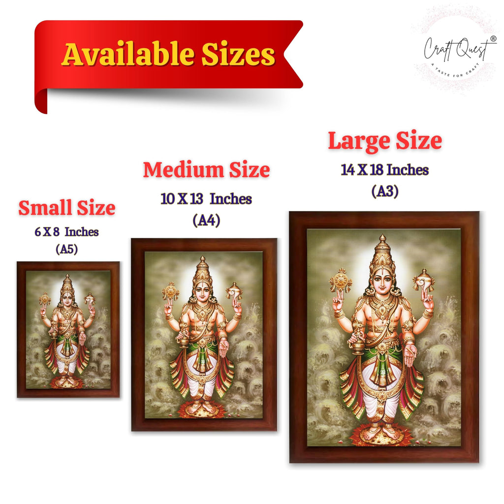 CRAFT QUEST Lord Dhanvantari Dhanwantri Wall Painting Photo Framed For Home, Pooja, Temple, Gift, Wall Décor Item