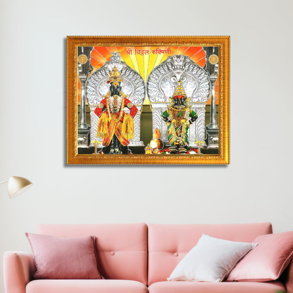 CRAFT QUEST Shri Vitthal Rukmini Photo Frame with Acrylic Sheet Wall Hanging/Gift/Temple/puja Room/Home Decor Frame