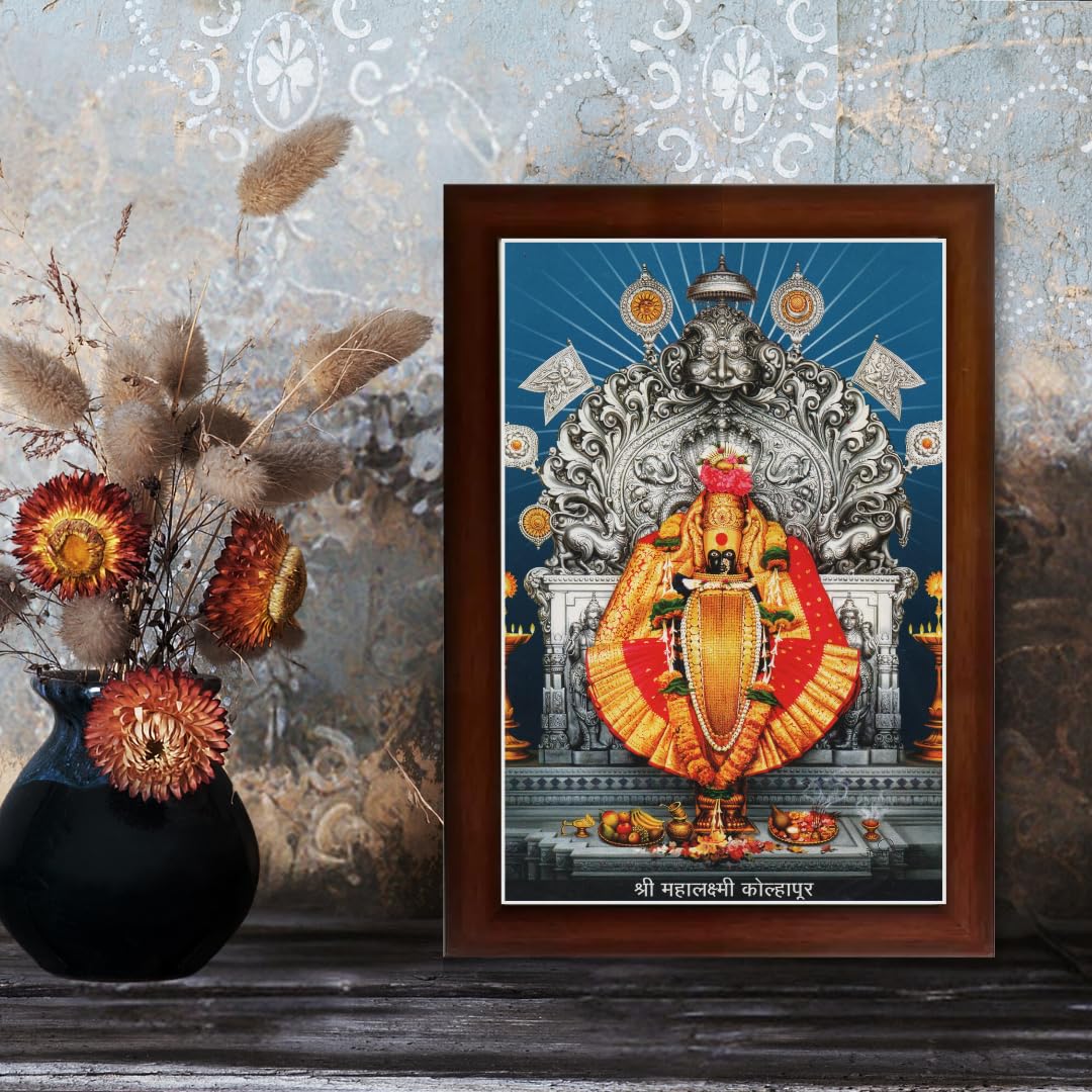CRAFT QUEST Goddess MahaLakshmi Devi Kolhapur Wall Painting Frame with Acrylic glass Home Decor