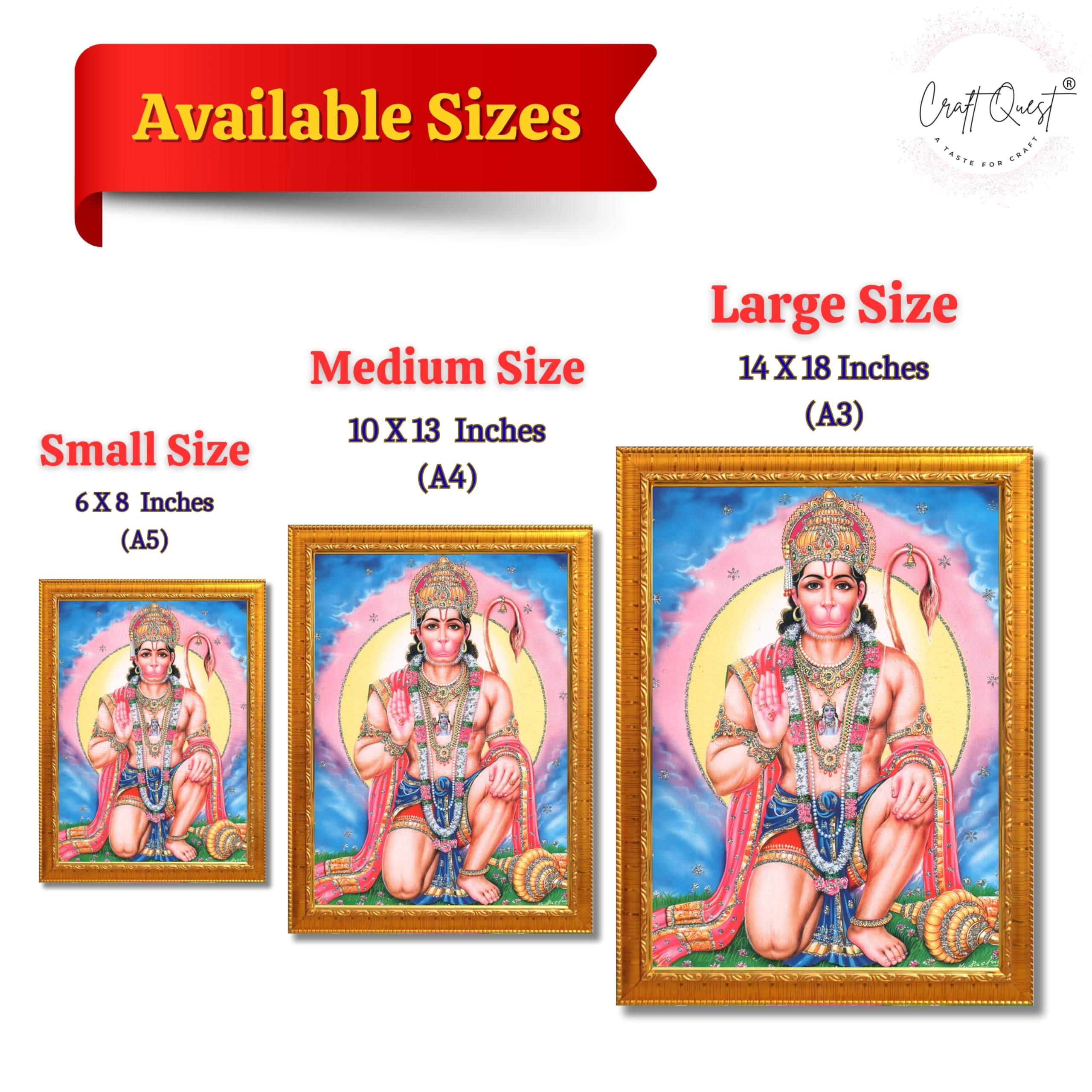 CRAFT QUEST Hanuman JI | Bajrangbali Religious Photo frame Decorative Item Synthetic frame