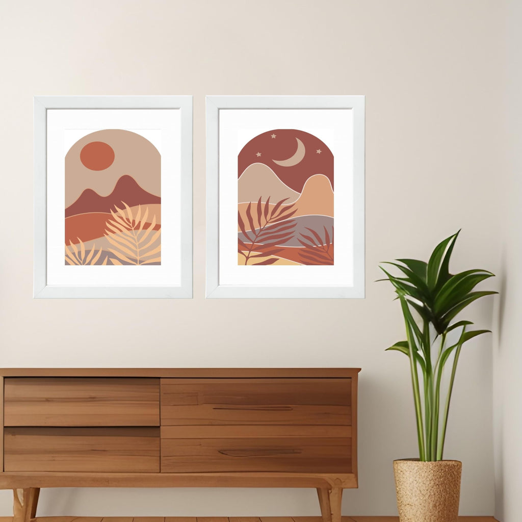CRAFT QUEST Wall Art Decor Paintings | Set of 2 BOHO Wall Art Frames for Home Decoration | Ideal for Living Room, Bedroom & Office
