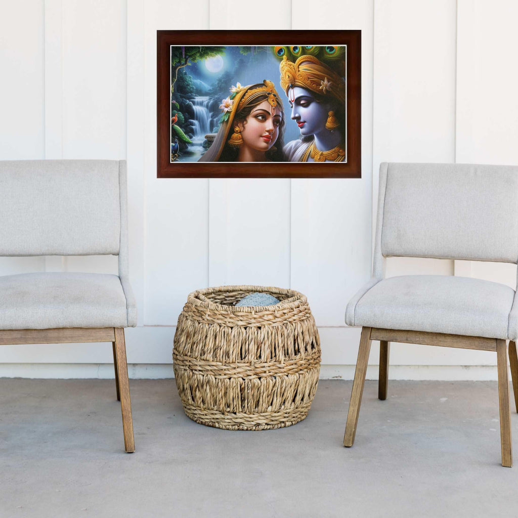 CRAFT QUEST Radha Krishna Art Photo Framed Painting for Home and Bedroom Wall Decoration of Size 14X10 Inches with Frame And Acrylic Glass RK206