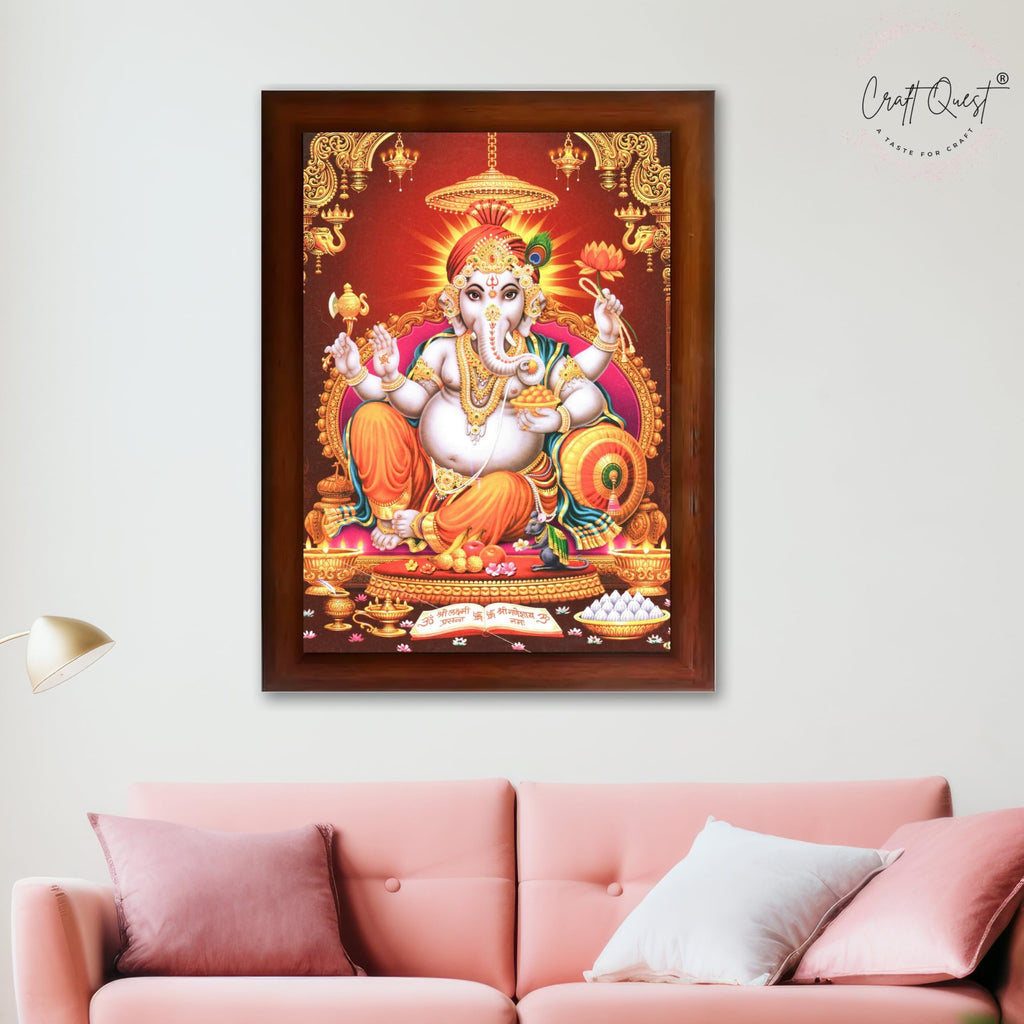 CRAFT QUEST Lord Ganesh ji Modern Wall Painting With Frame For Home and Office Decor
