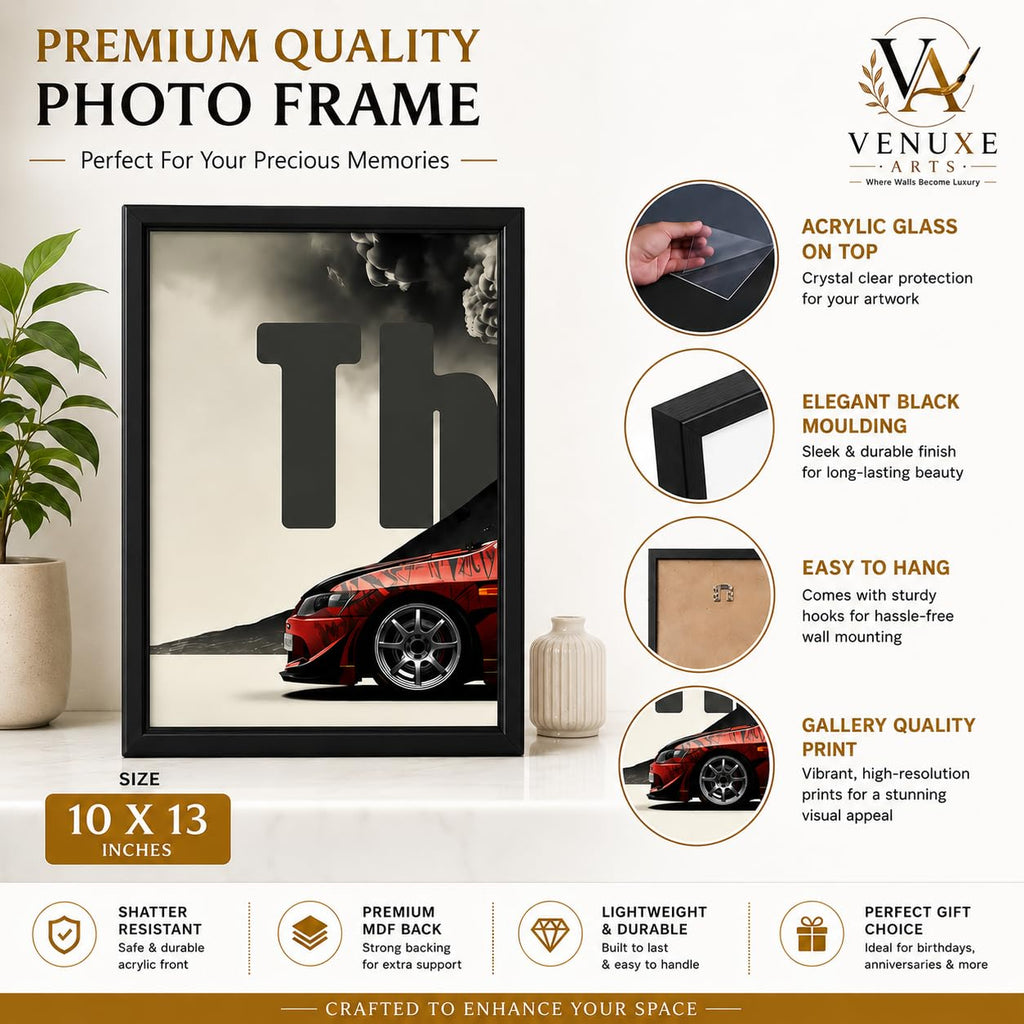 VENUXE ARTS Set Of 3 Big Sports Cars Framed Posters Gift Items for Boys Room Wall Decoration Bedroom Living Room Office Studio Décor | Car Poster Frame for Wall Décor