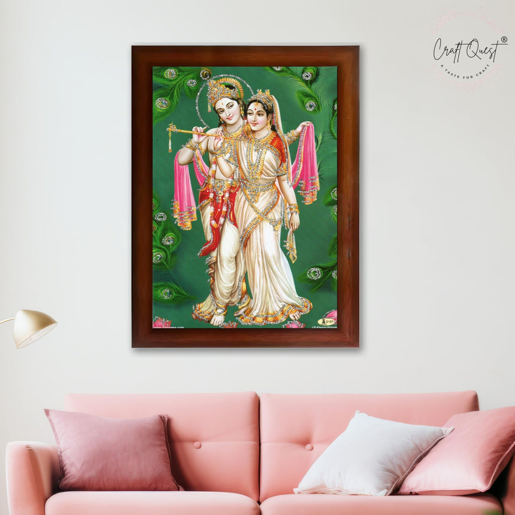 CRAFT QUEST Radha Krishna ji Painting With Frame Wall Paintings for Living Room, Bedroom, Office Décor