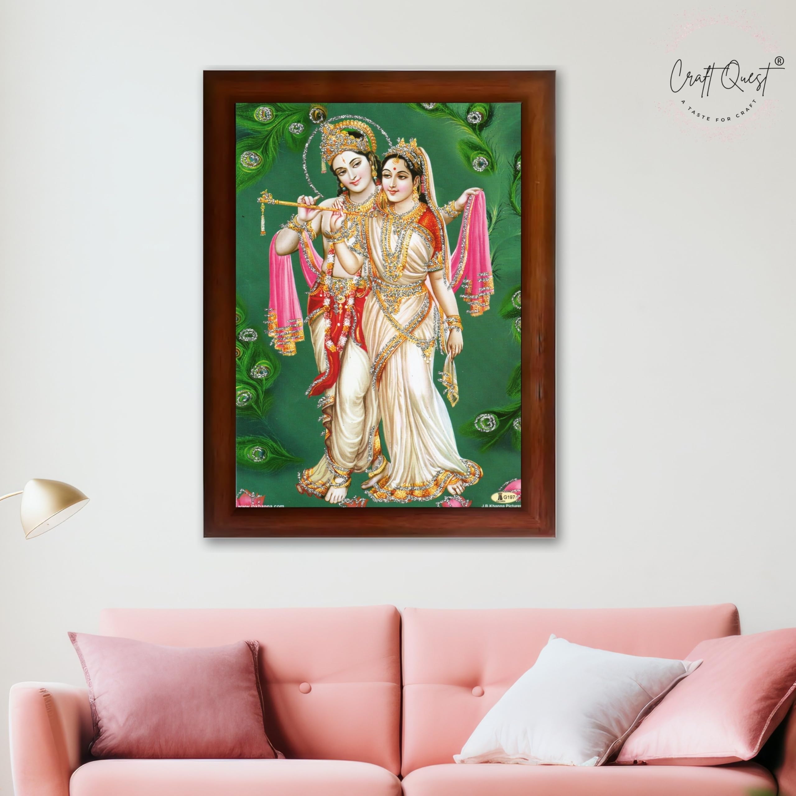 CRAFT QUEST Radha Krishna ji Painting With Frame Wall Paintings for Living Room, Bedroom, Office Décor