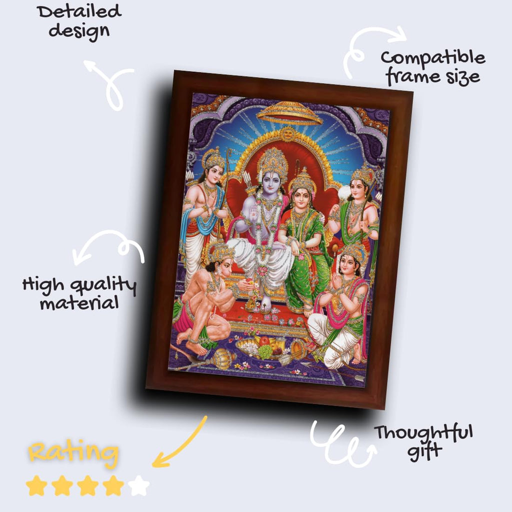 Craft Quest Ram Darbar Sparkle Coated Framed, Home Decorative Gift Item Painting (14 X 10 Inches, Multicolour,Religious) RD1013-502