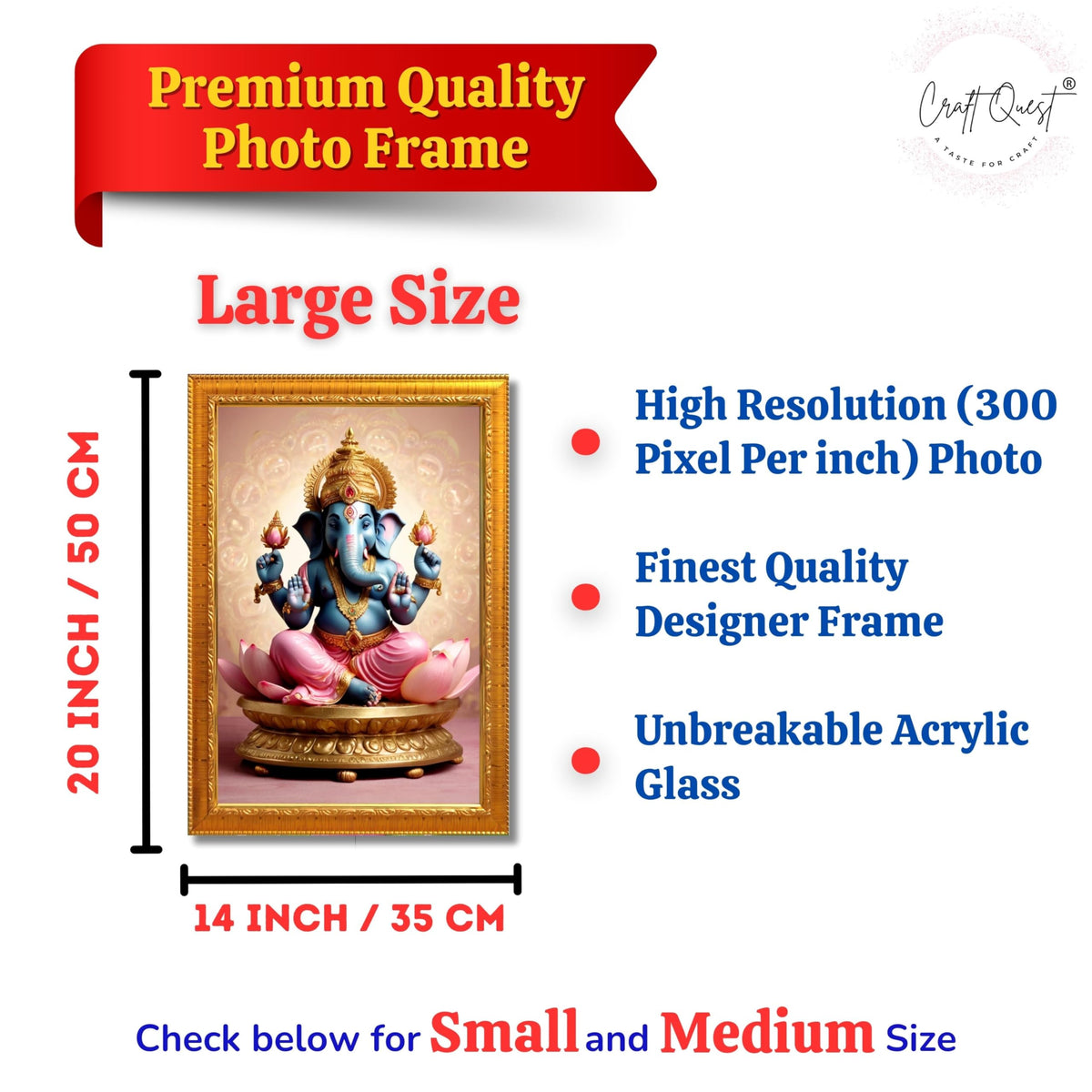 CRAFT QUEST God Ganesh Ganpati ji Ganesha Art Framed Painting Ready to Hang
