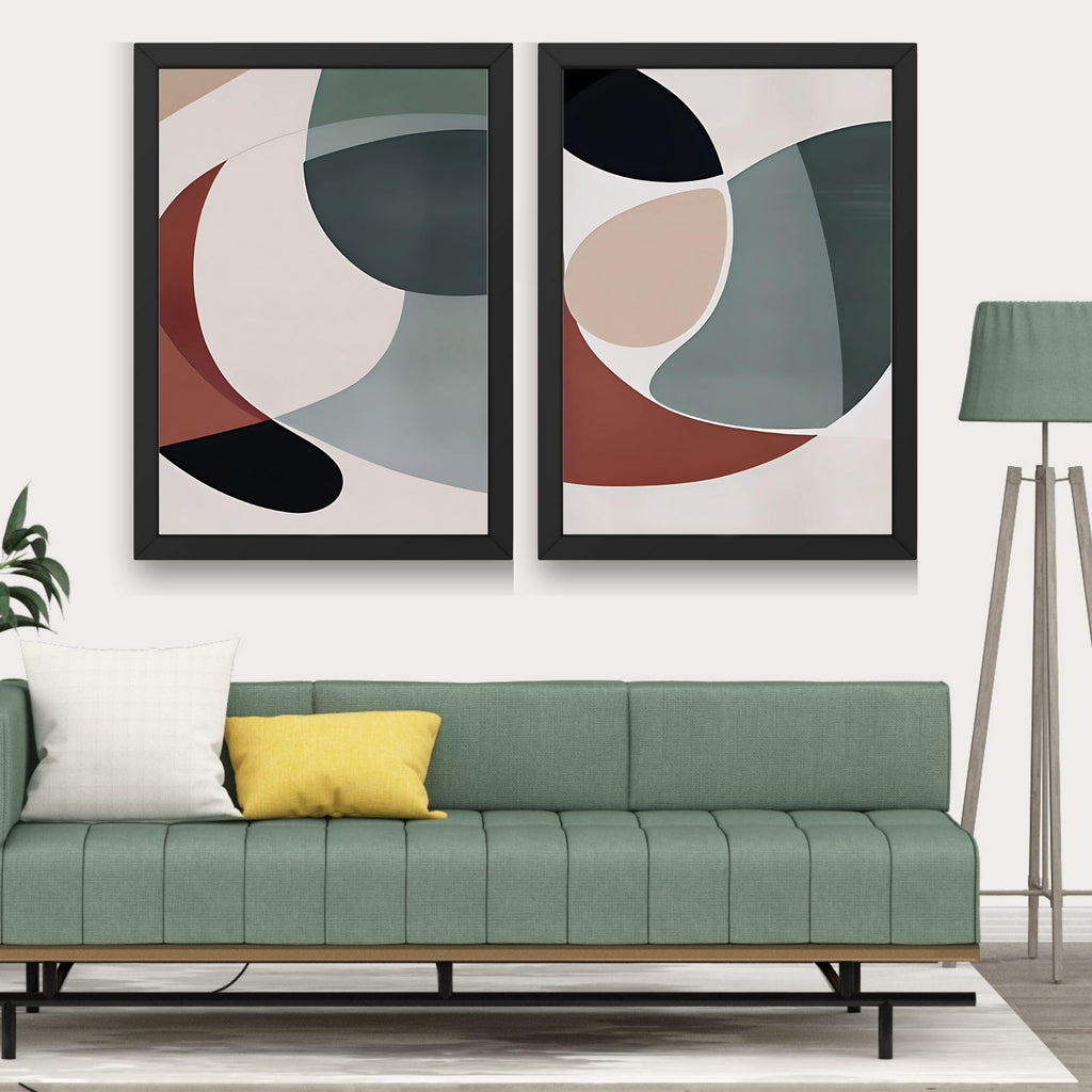 CRAFT QUEST Wall Art Decor Paintings | Set of 2 Minimalist Wall Art Frames for Home Decoration | Perfect for Living Room, Bedroom & Office