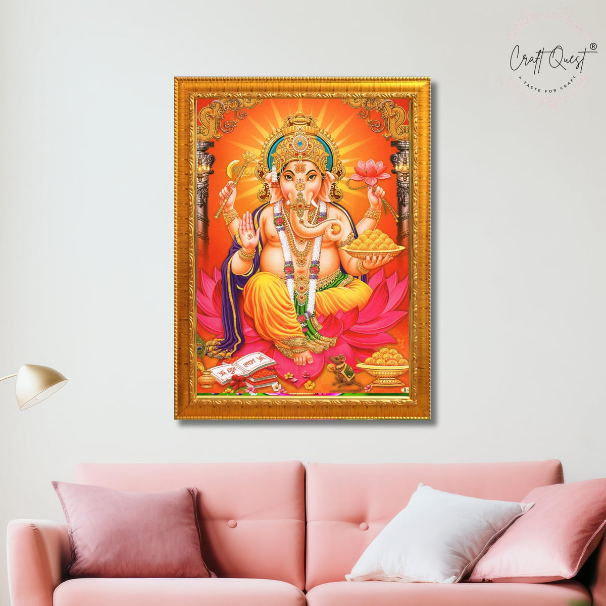 CRAFT QUEST Lord Ganpati Modern Wall Art Painting With Frame, Home and Office Decor Item