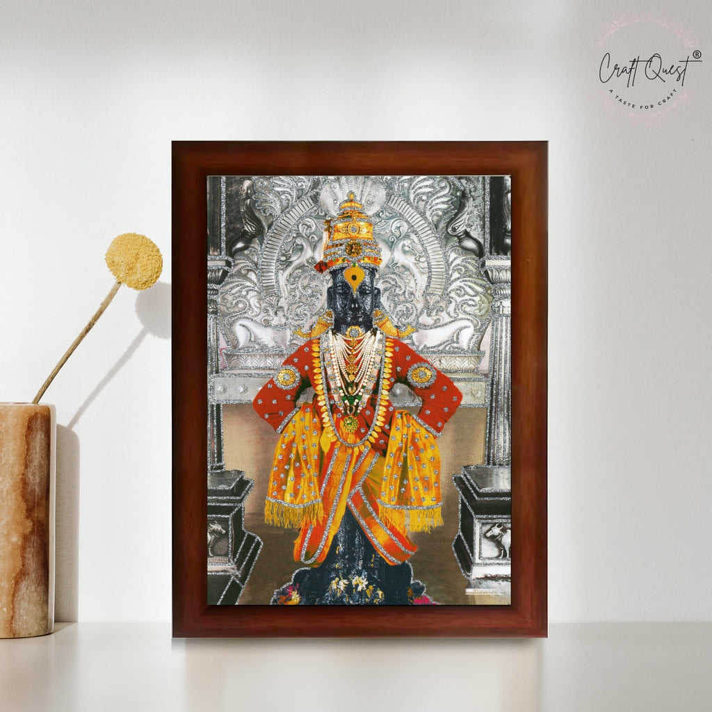 CRAFT QUEST Shri Vitthal Rukmini Religious Photo Frame with Acrylic Sheet Wall Hanging/Gift/Temple/puja Room/Home Decor Frame