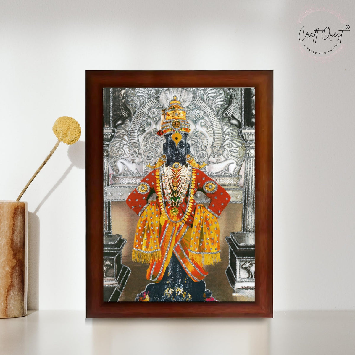 CRAFT QUEST Shri Vitthal Rukmini Religious Photo Frame with Acrylic Sheet Wall Hanging/Gift/Temple/puja Room/Home Decor Frame