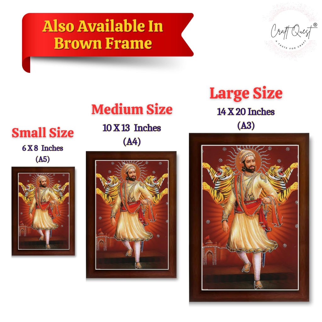 CRAFT QUEST Shivaji Chhatrapati Maharaj Photo Frame | For Living, Pooja Room | Wall Decoration Item | Best Gifting Option
