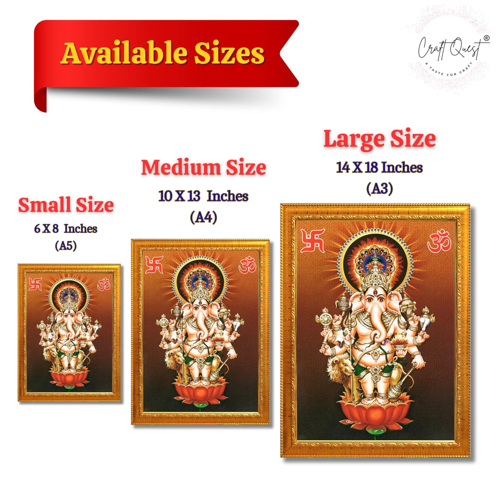 CRAFT QUEST Drishti Ganapati ji for Entrance Vastu Ganesha Wall Painting Framed Home Decor | Religious God Picture Frame for Home, Office, Temple & Gifting