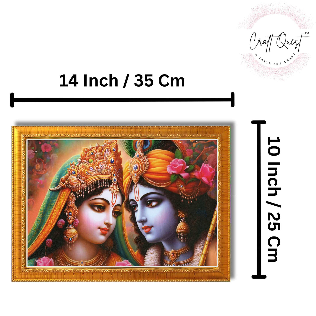 CRAFT QUEST Radha Krishna Art Photo Framed Painting for Home and Bedroom Wall Decoration of Size 14X10 Inches with Frame And Acrylic Glass RK210