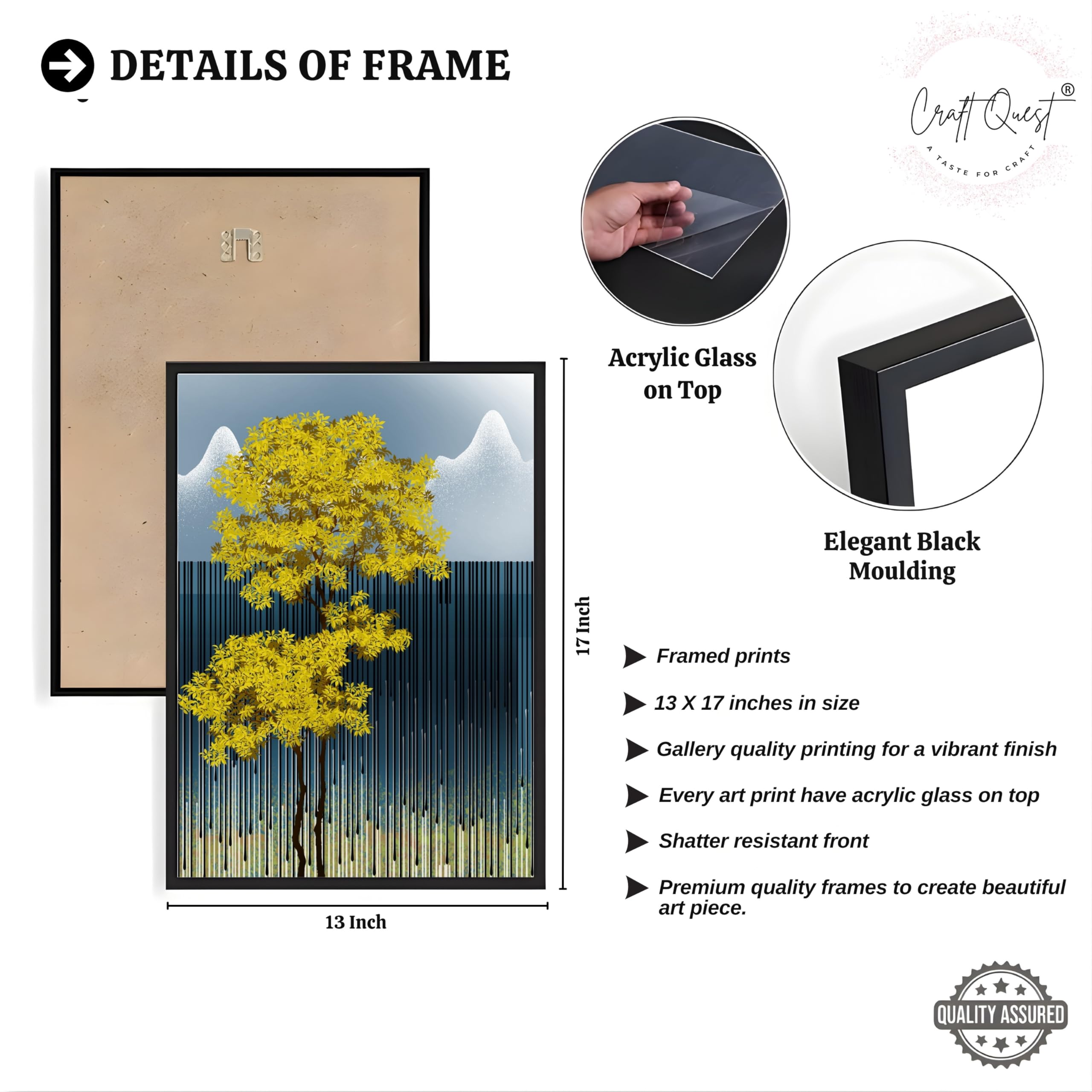 CRAFT QUEST Modern Abstract Blue Landscape Art | Set of 3 Frames for Home Decoration | Ideal for Living Room, Bedroom & Offices