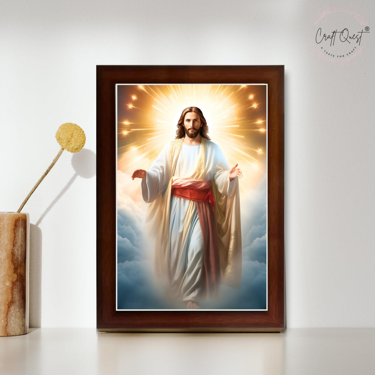 CRAFT QUEST Lord Jesus Christ Blessing Wall Artwork Wood Photo Frame Wall Hanging Gift Item
