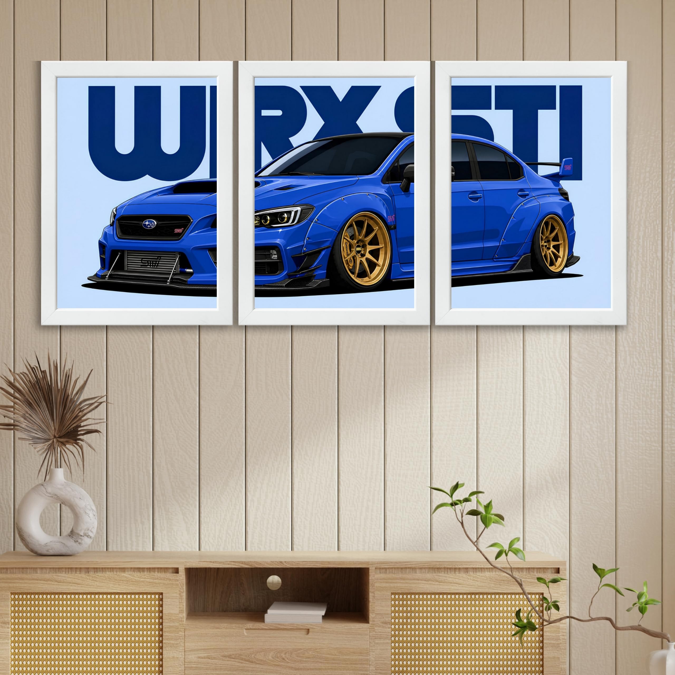 VENUXE ARTS Set Of 3 Big Sports Cars Framed Posters Gift Items for Boys Room Wall Decoration Bedroom Living Room Office Studio Décor | Car Poster Frame for Wall Décor