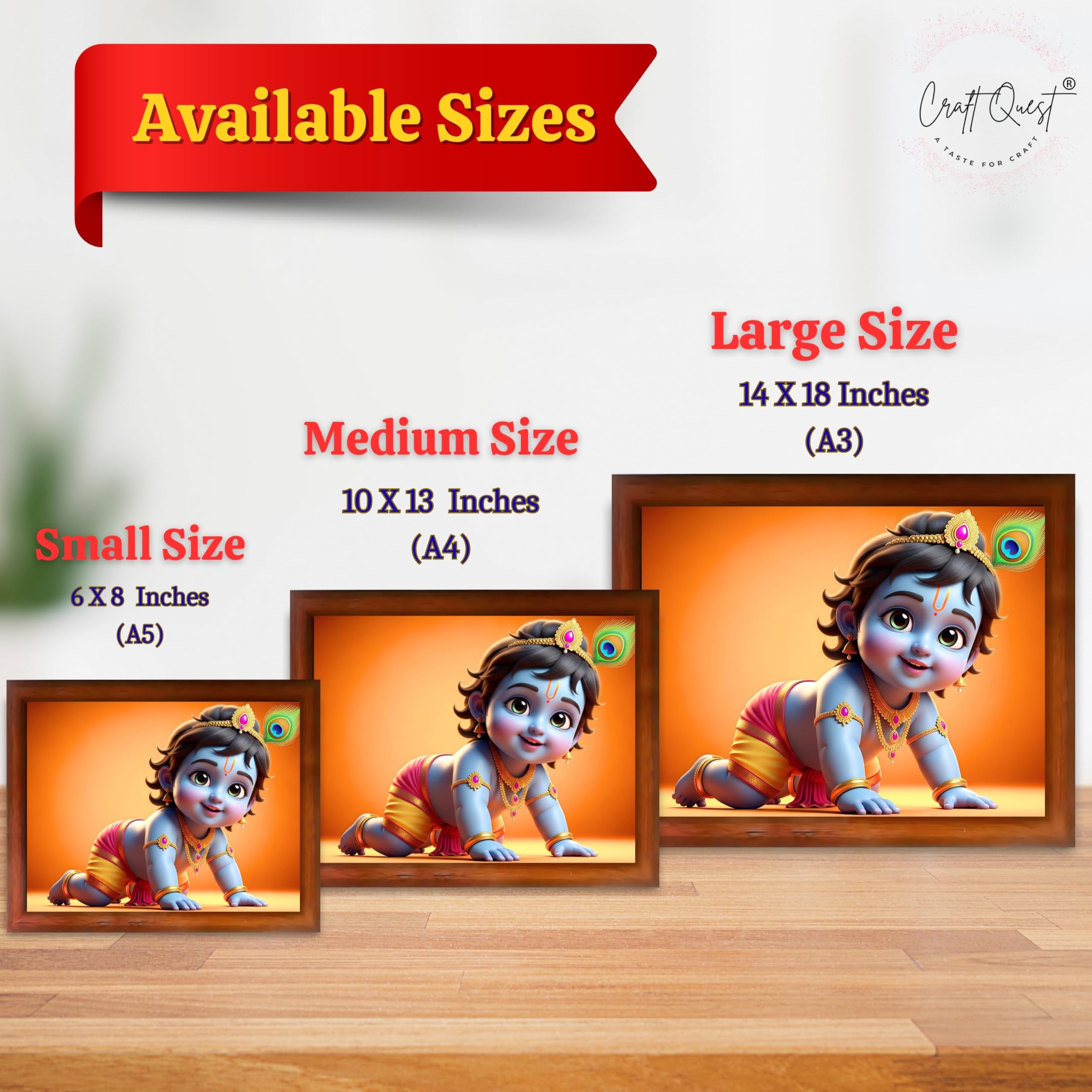 CRAFT QUEST Shri Bal Gopal Painting | Krishna Photo Frames for Walls, Home, Living Room and Home Décor