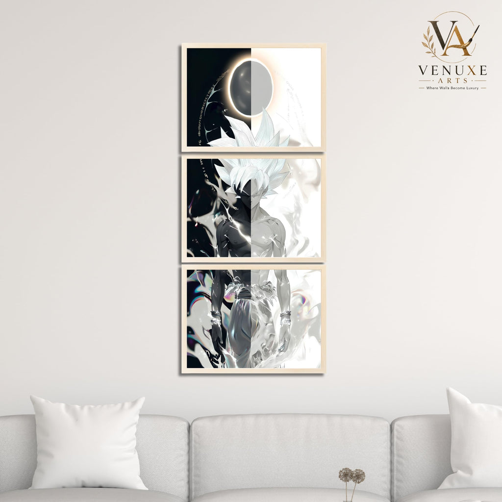 VENUXE ARTS Set Of 3 Anime Characters Wall Framed |Anime Characters Framed Poster for Living Room Bedroom Gaming Room Studio Wall Decor