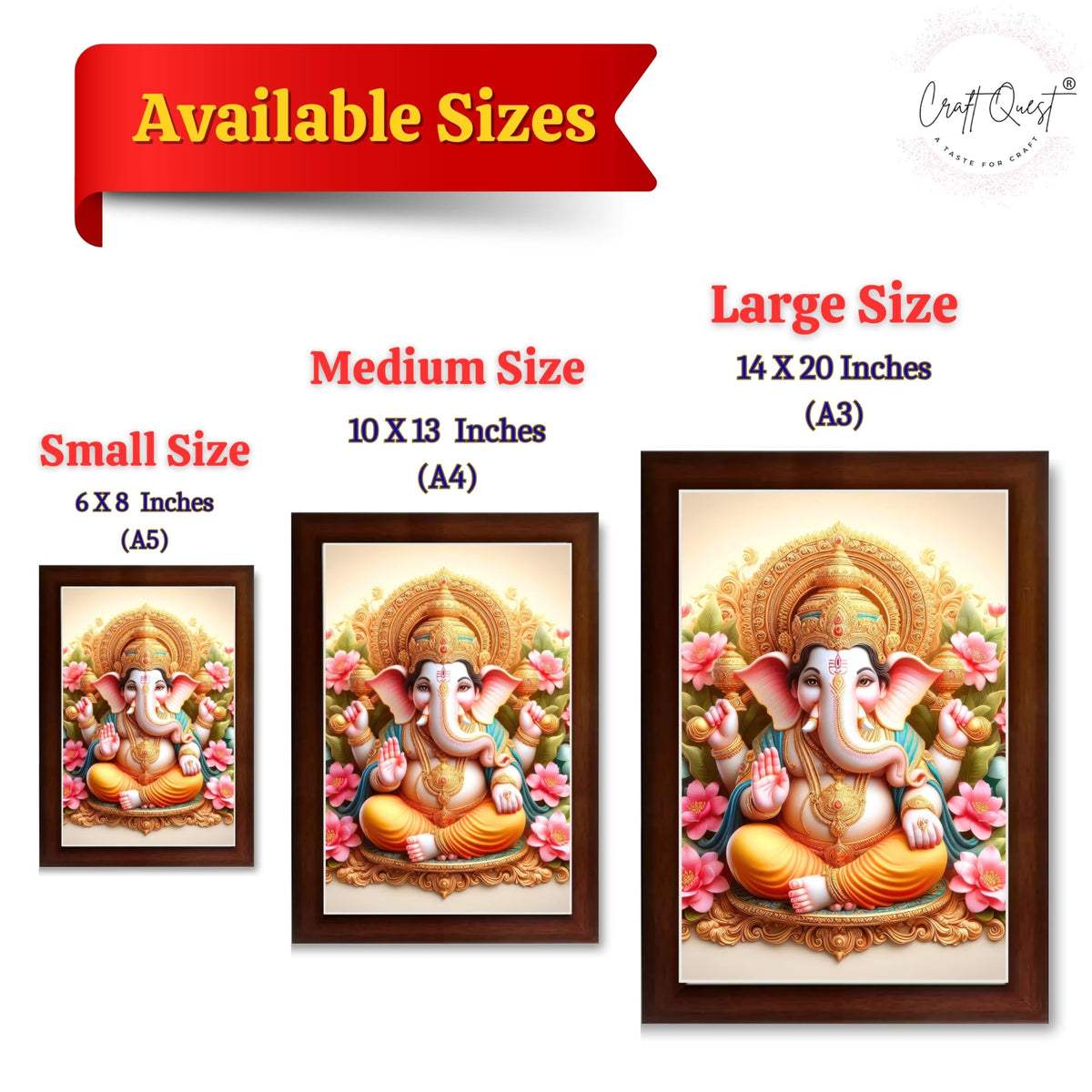 CRAFT QUEST Lord Ganesha Ganpati ji Abstract Modern Wall Painting With Frame For Home and Pooja,Office Décor Items