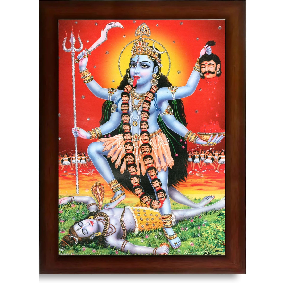 CRAFT QUEST Kali Mata photo with frame, God Religious Framed Painting