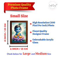 CRAFT QUEST Cute Baby Krishna HD Print | Little Krishna Frame for Home Temple, Office Desk, Décor Item