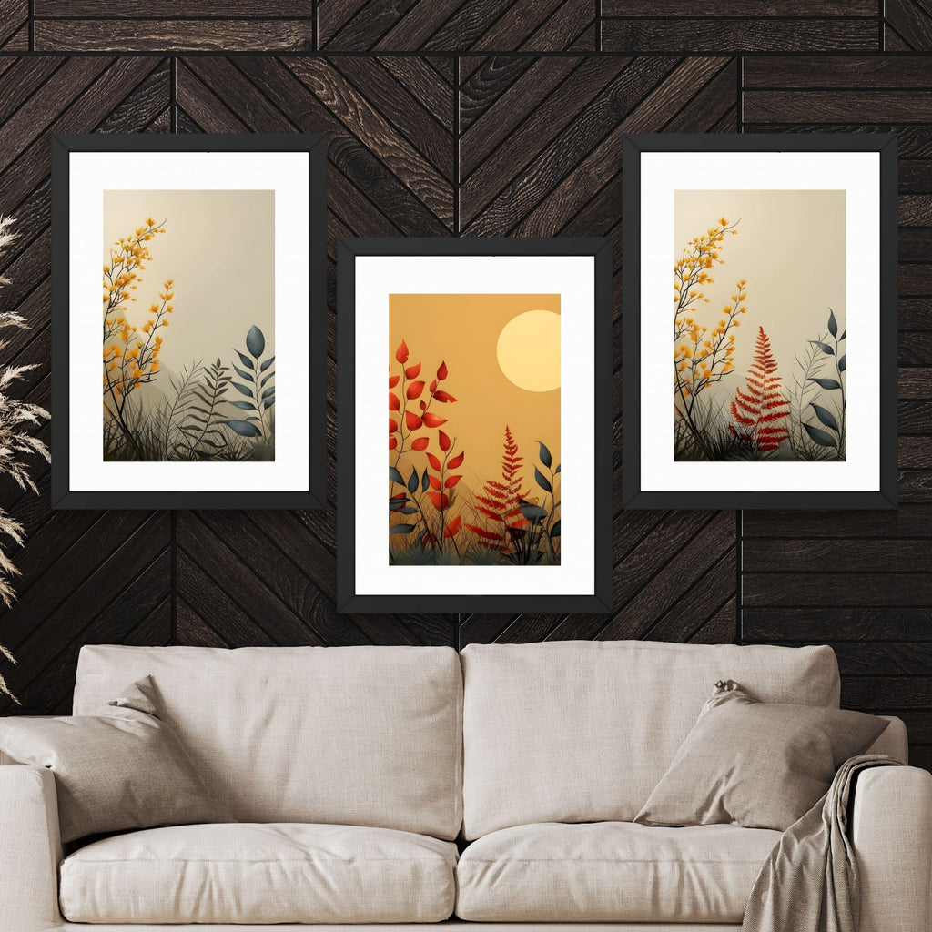 CRAFT QUEST Wall Art Decor Paintings | Set of 3 FLORAL Wall Art Frames for Home Decoration | Ideal for Living Room, Bedroom & Offices