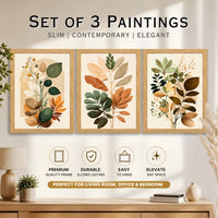 Botanical Wall Art Set of 3 with Wooden Frames | CRAFT QUEST