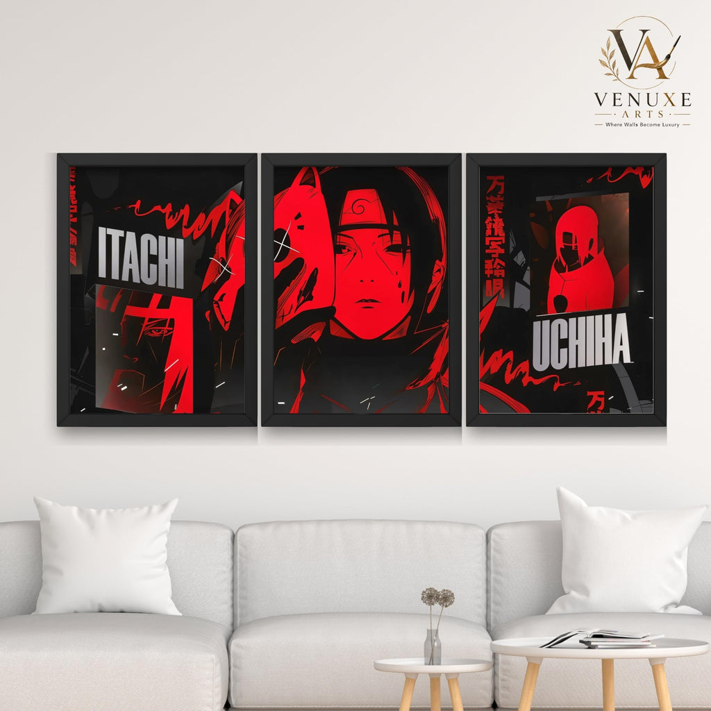 VENUXE ARTS Set Of 3 Anime Characters Wall Framed |Anime Characters Framed Poster for Living Room Bedroom Gaming Room Studio Wall Decor