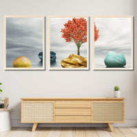 CRAFT QUEST Abstract Three Figure Modern Art | Set of 3 Frames for Home Decoration | Ideal for Living Room, Bedroom & Offices