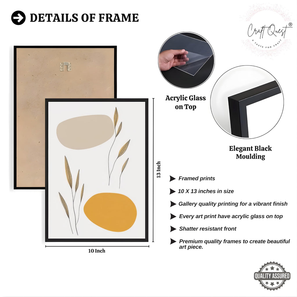 CRAFT QUEST Organic Abstract Wall Art Modern Art | Set of 3 Frames for Home Decoration | Ideal for Living Room, Bedroom & Offices