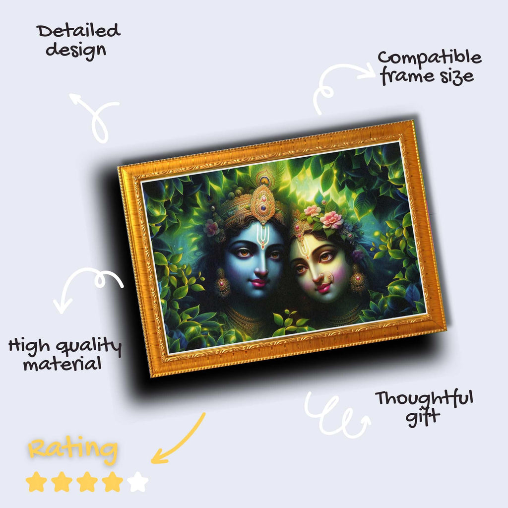 CRAFT QUEST Radha Krishna Art Photo Framed Painting for Home and Bedroom Wall Decoration of Size 14X10 Inches with Frame And Acrylic Glass RK213