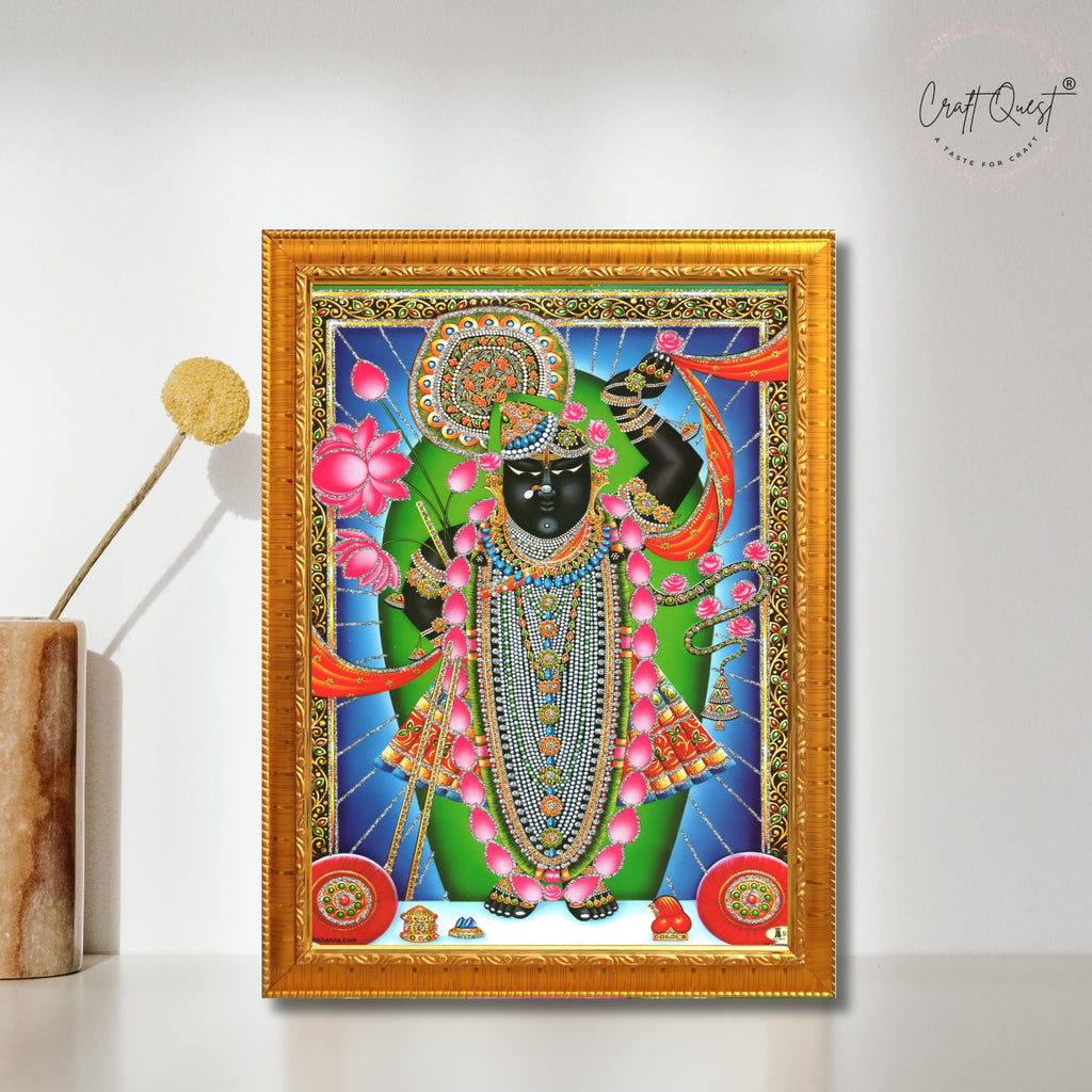 CRAFT QUEST Shrinathji Photo with Frame | Shreenathji Photo with Frame Religious Framed Painting