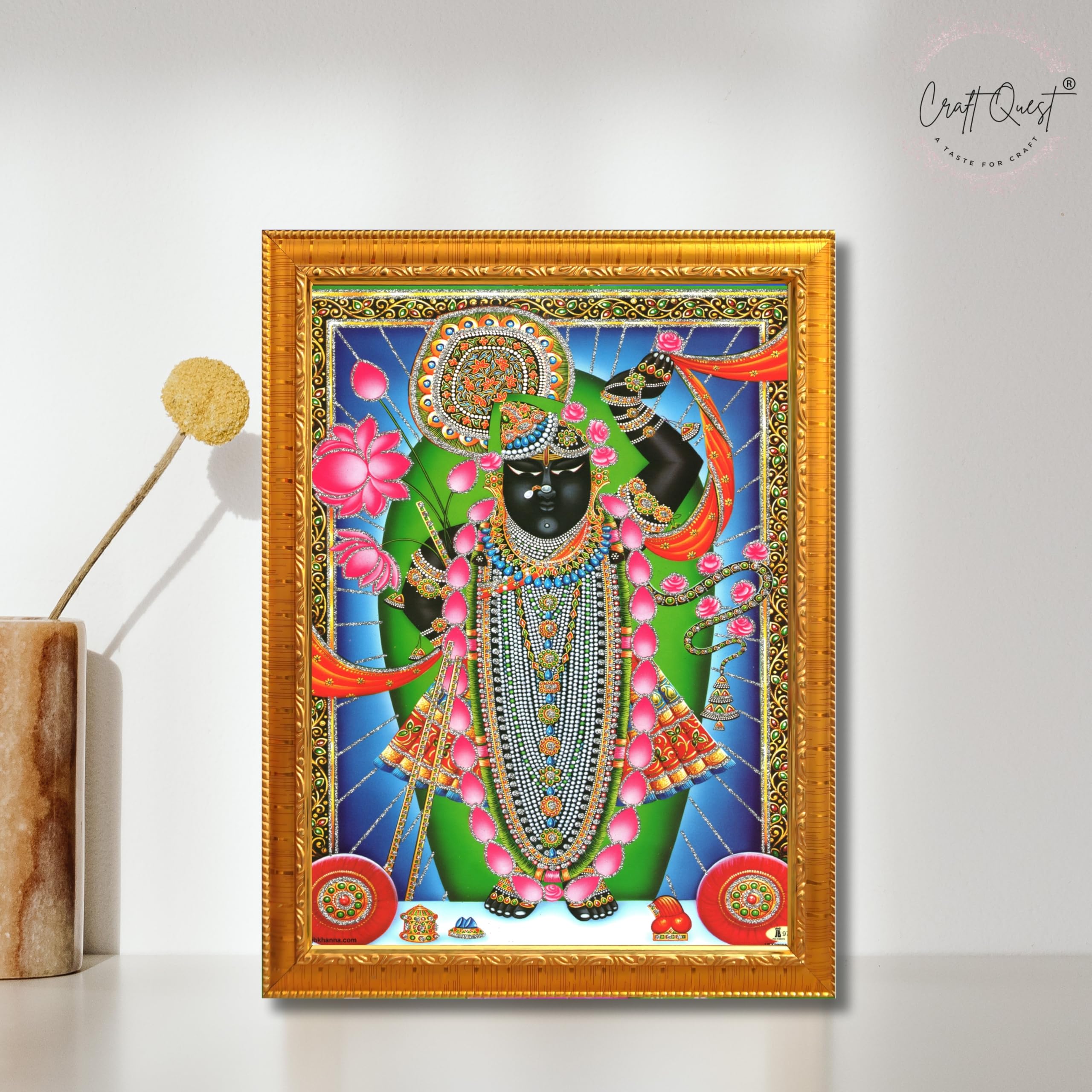 CRAFT QUEST Shrinathji Photo with Frame | Shreenathji Photo with Frame Religious Framed Painting