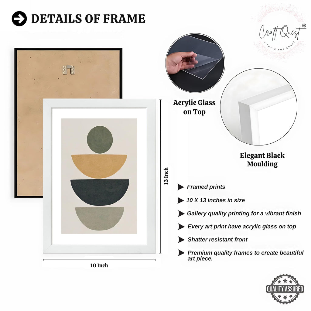 CRAFT QUEST Abstract With Different Shapes | Set of 3 Frames for Home Decoration | Ideal for Living Room, Bedroom & Offices