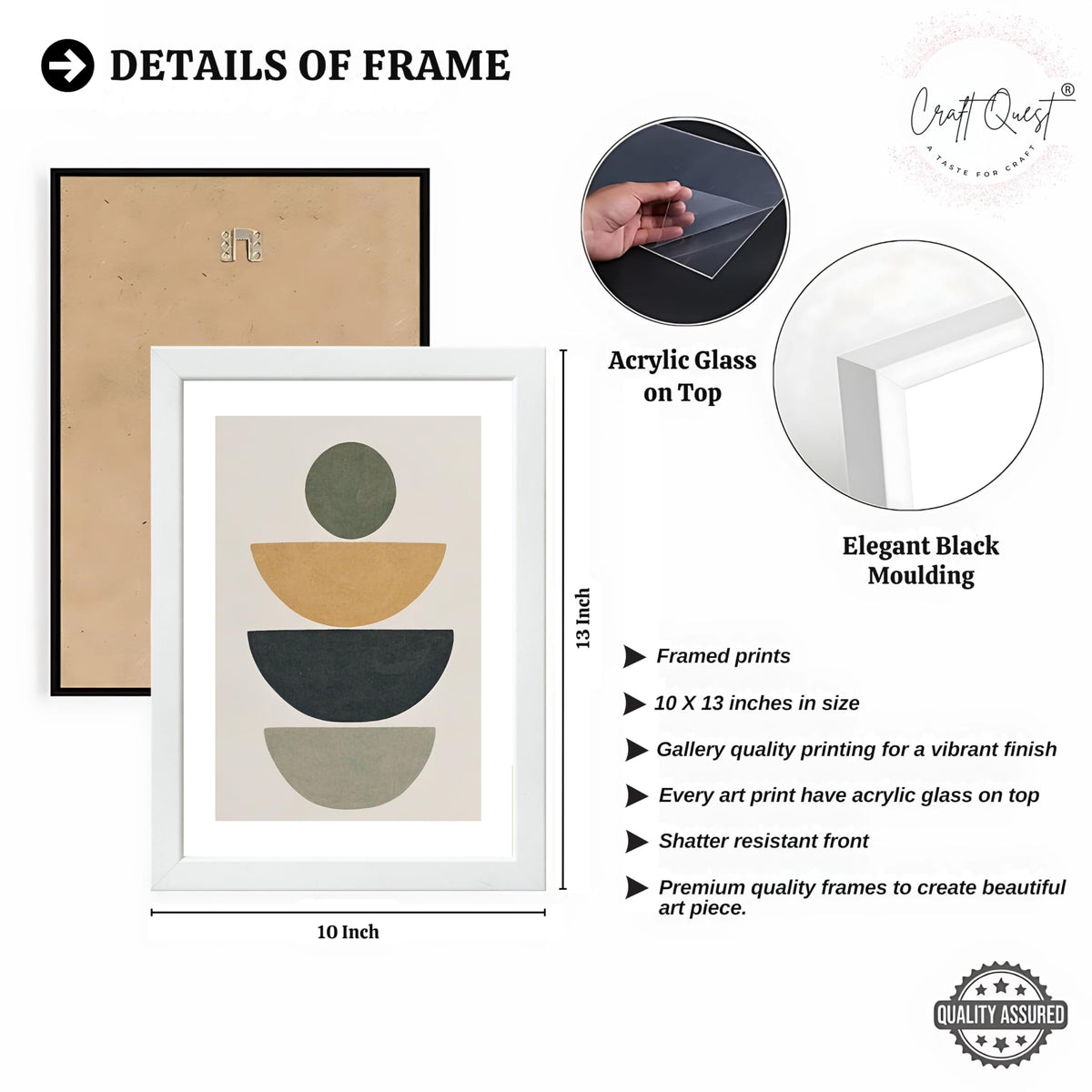 CRAFT QUEST Abstract With Different Shapes | Set of 3 Frames for Home Decoration | Ideal for Living Room, Bedroom & Offices