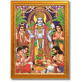 CRAFT QUEST Lord Satyanarayana Swamy | Bhagwan Satyanarayan Wall Painting Religious Wood Photo Frame with Acrylic glass