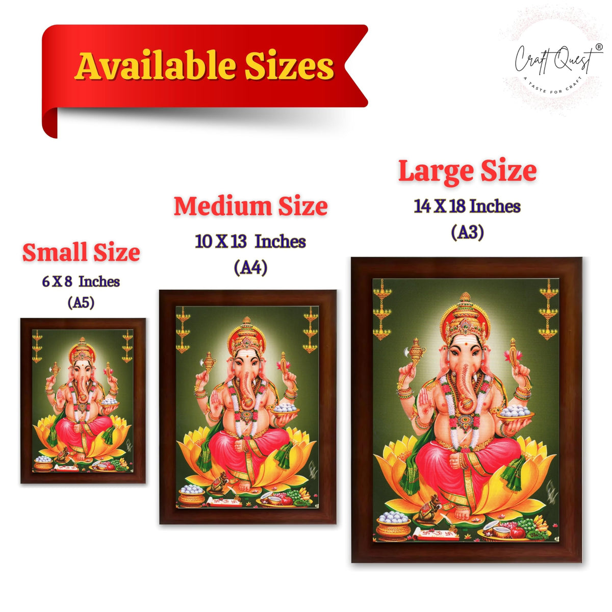 CRAFT QUEST Lord Ganesha Abstract Modern Wall Painting With Frame For Home and Office Decor
