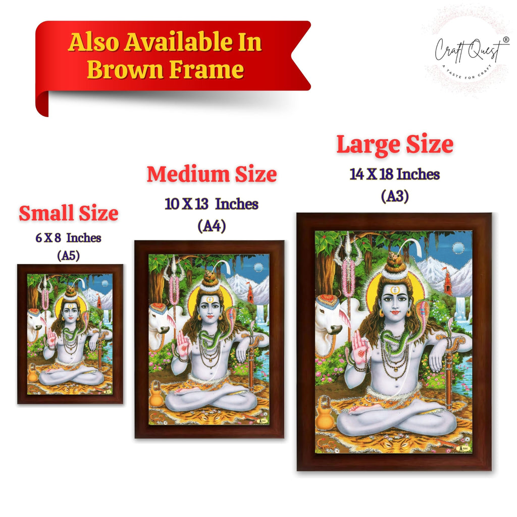 CRAFT QUEST Lord Shiva Wall Painting | Premium Framed Hindu God Wall Art | Spiritual Mahadev Poster for Living Room, Bedroom, Office, Meditation & Temple Décor |