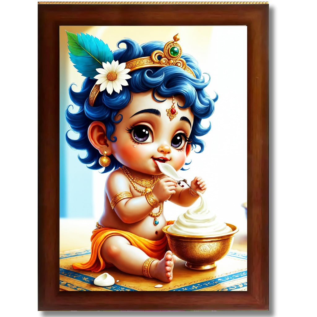 CRAFT QUEST Bal Gopal Painting Kanha Ji Poster | Walls Home Bedroom Living Room Decoration Gift.
