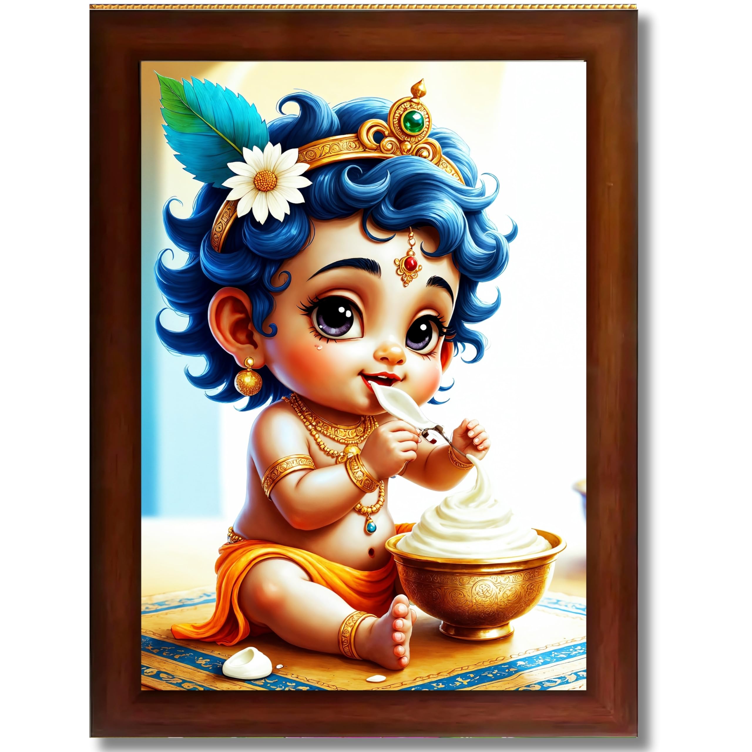 CRAFT QUEST Bal Gopal Painting Kanha Ji Poster | Walls Home Bedroom Living Room Decoration Gift.