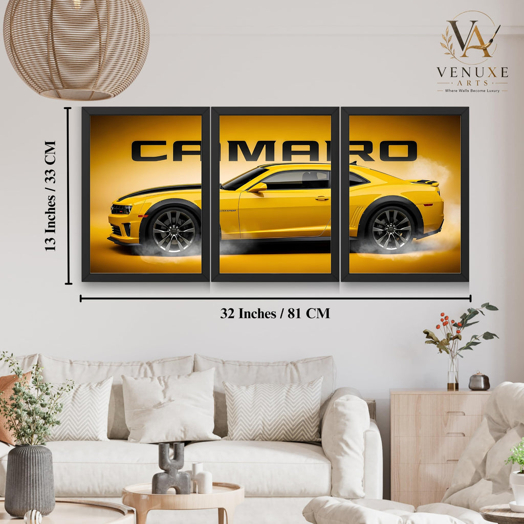 VENUXE ARTS Set Of 3 Big Sports Cars Framed Posters Gift Items for Boys Room Wall Decoration Bedroom, Living Room, Office, Studio Décor | Car Poster Frame for Wall Décor