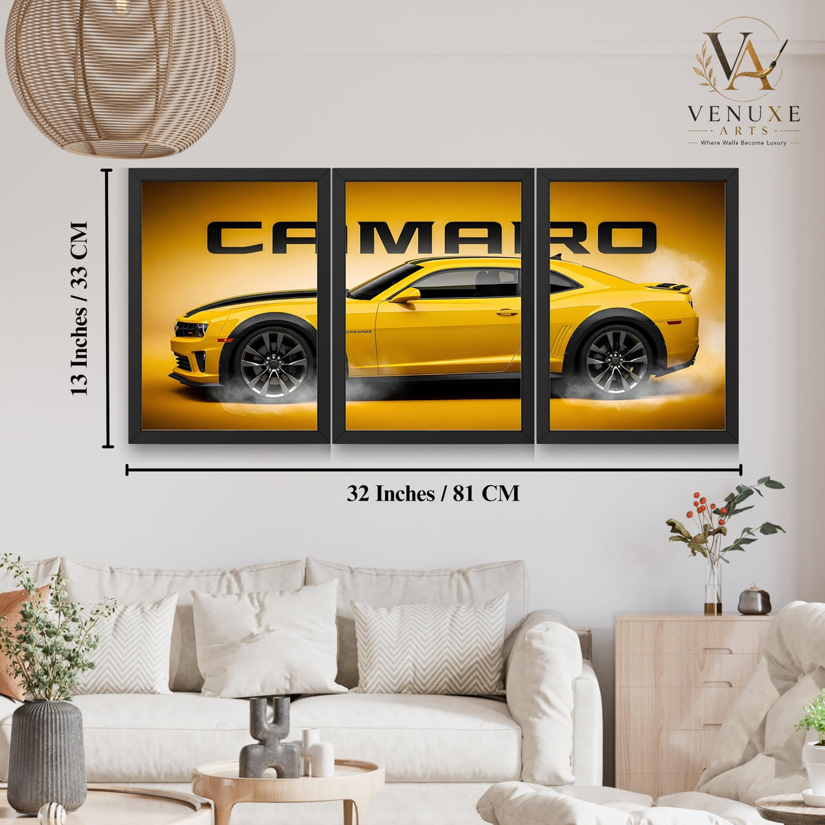 VENUXE ARTS Set Of 3 Big Sports Cars Framed Posters Gift Items for Boys Room Wall Decoration Bedroom, Living Room, Office, Studio Décor | Car Poster Frame for Wall Décor