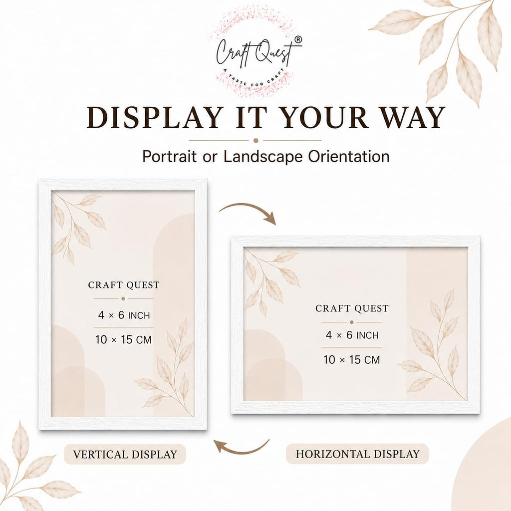 CRAFT QUEST 4X6 Inch Size synthetic Wall Mount Photo frames Single For Home Decoration, Living Room, Office Decoration (Natural, Set of 1)