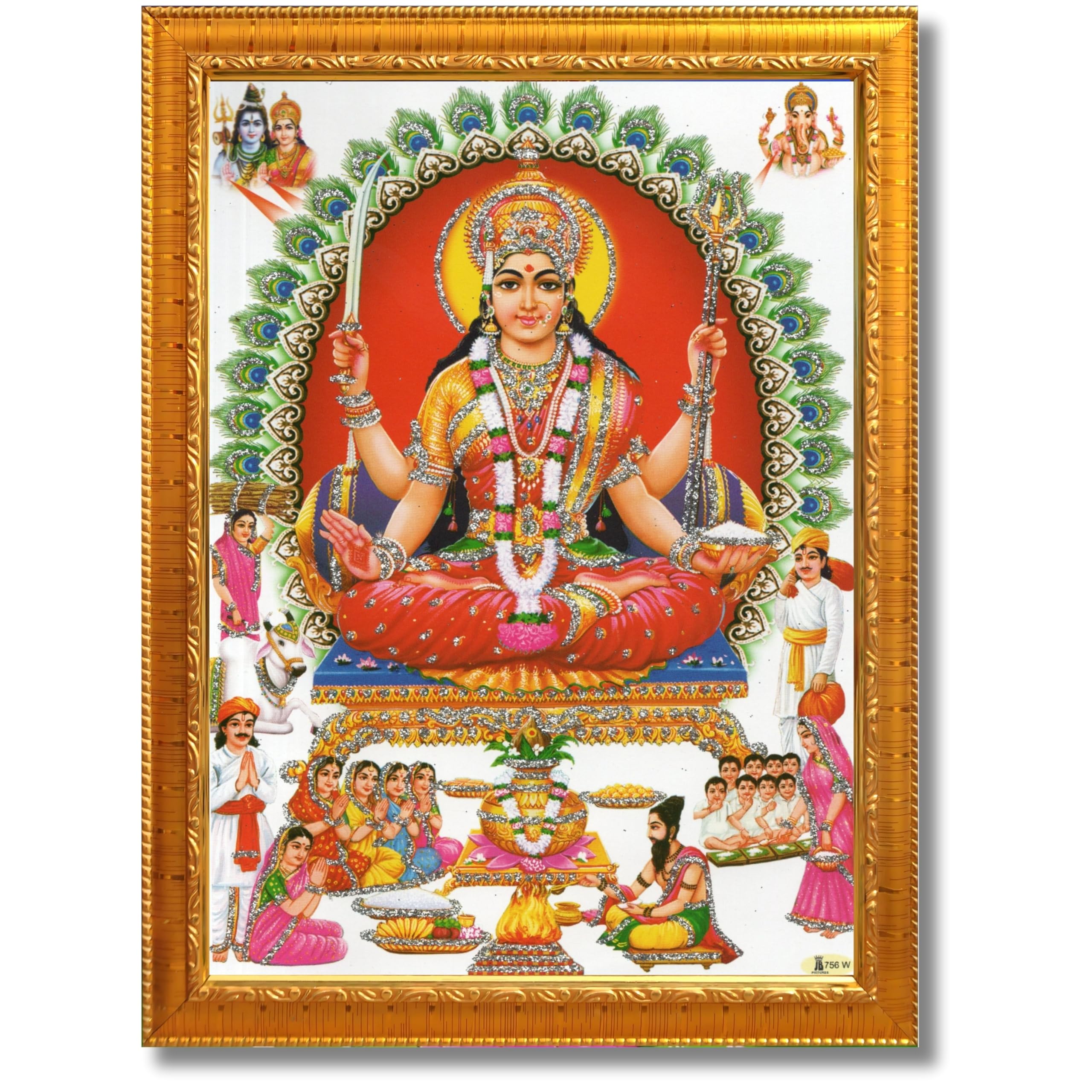 CRAFT QUEST Santoshi Mata Color Photo Frame for Home Temple and Devotional Decor