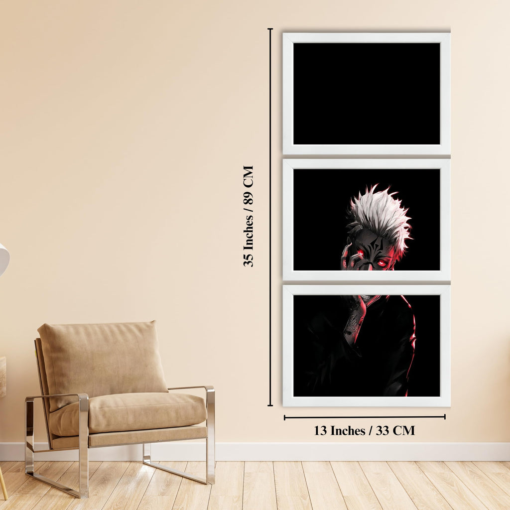 VENUXE ARTS Set Of 3 Anime Characters Wall Framed |Anime Characters Framed Poster for Living Room Bedroom Gaming Room Studio Wall Decor