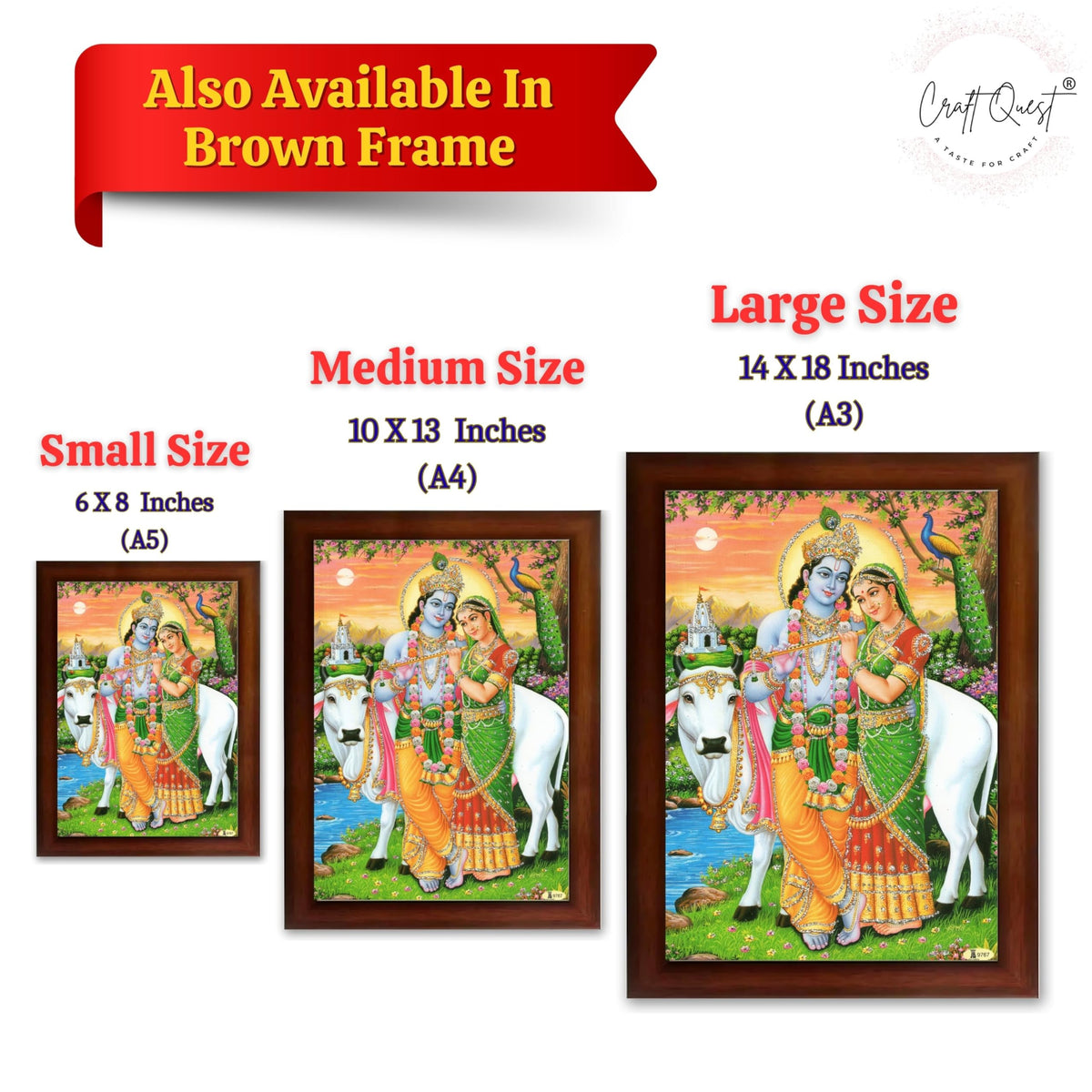 CRAFT QUEST Radha Krishna Photo Frame Radhe Radhakrishna Wall Painting Framed Home Décor